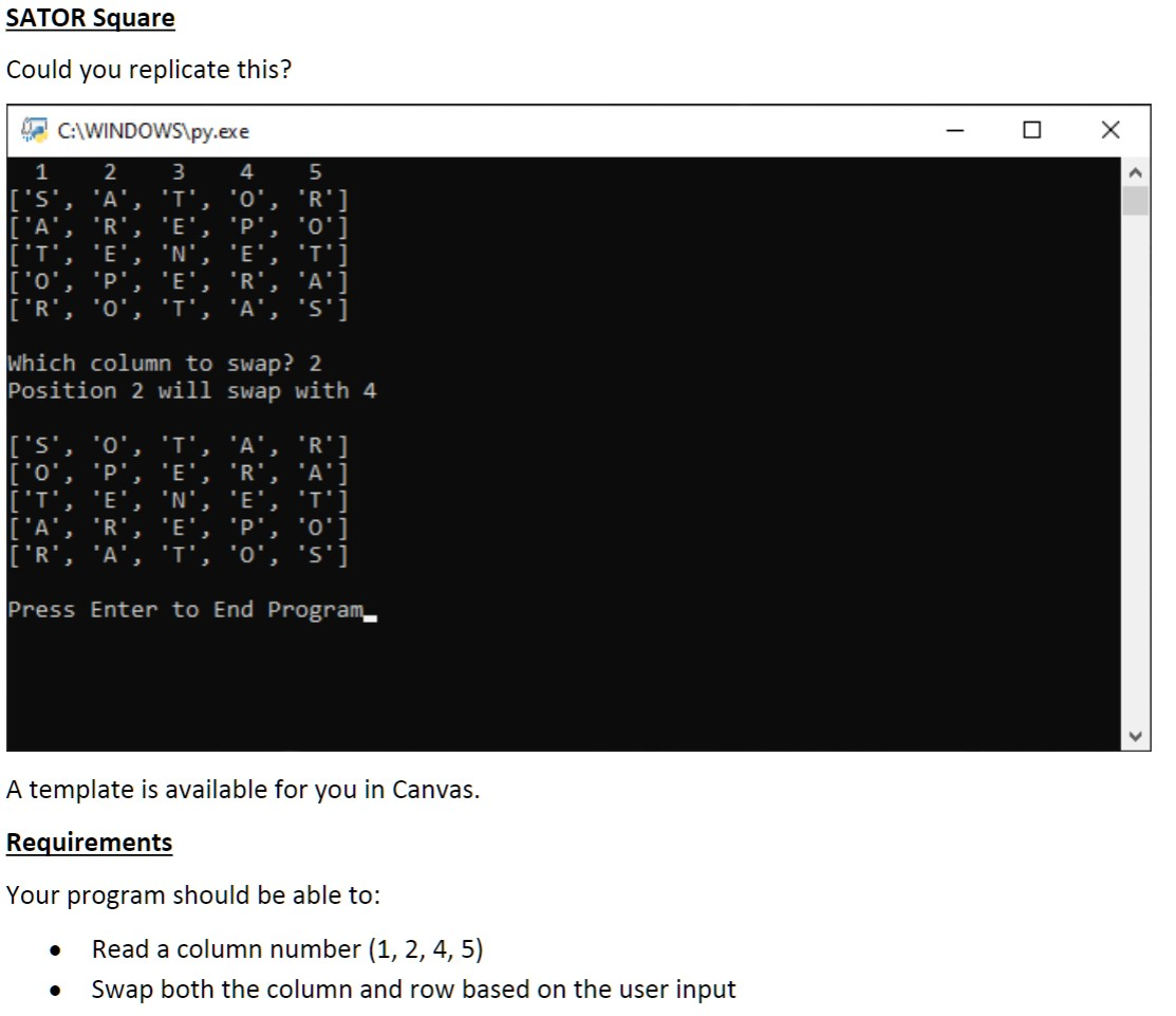 the template set used for the sample application... Solved Python Programming Please use the template below to | Chegg.com