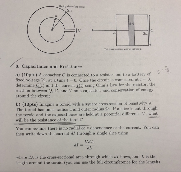 Solved The top view of the toroid a. The cross-sectional | Chegg.com