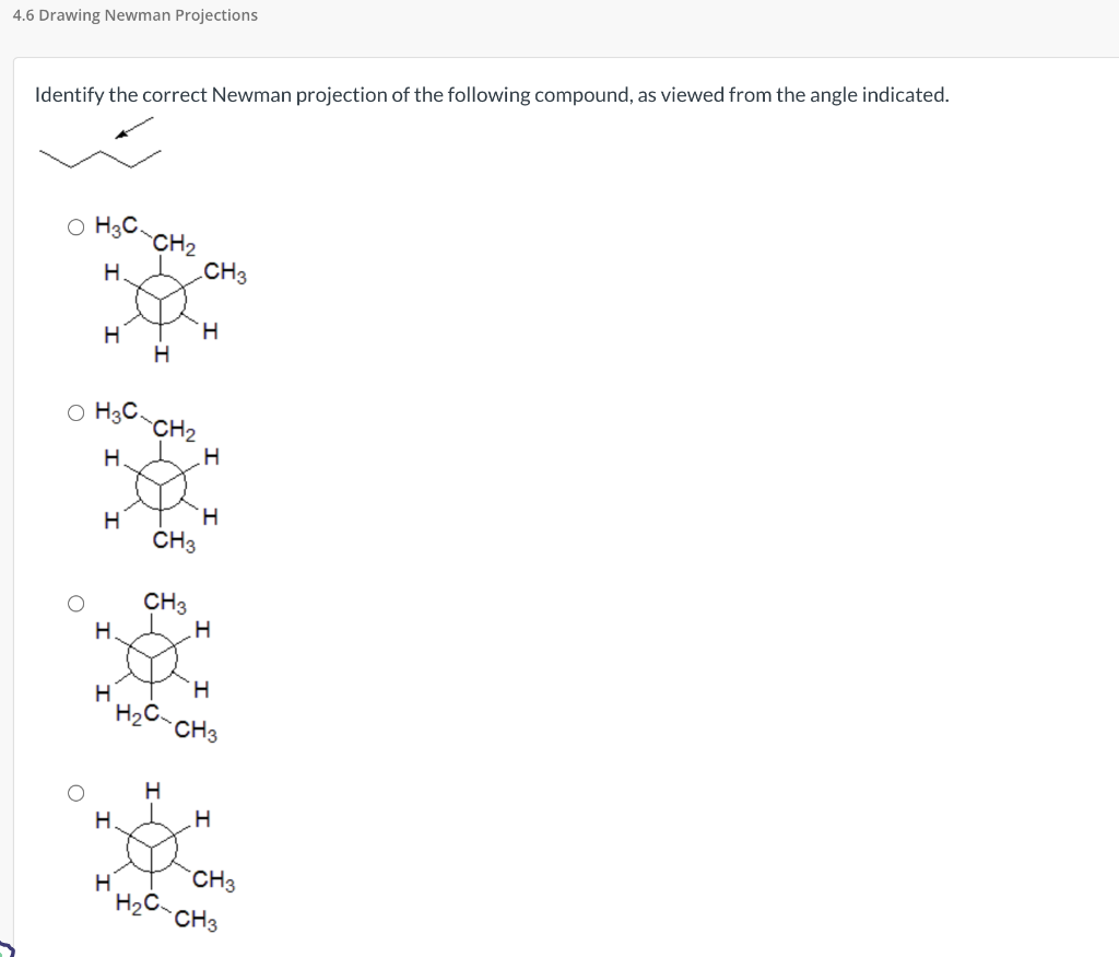 Solved Identify the correct Newman projection of the | Chegg.com