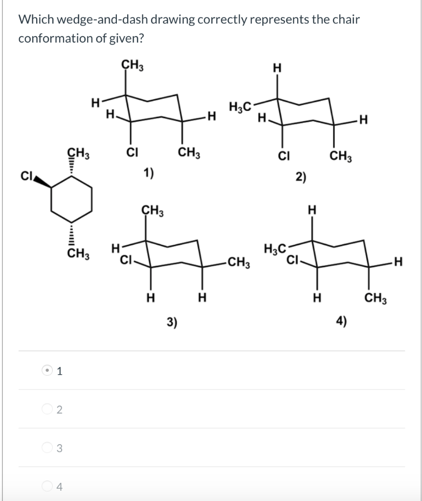 Solved Which Wedge And Dash Drawing Correctly Represents The Chegg Com