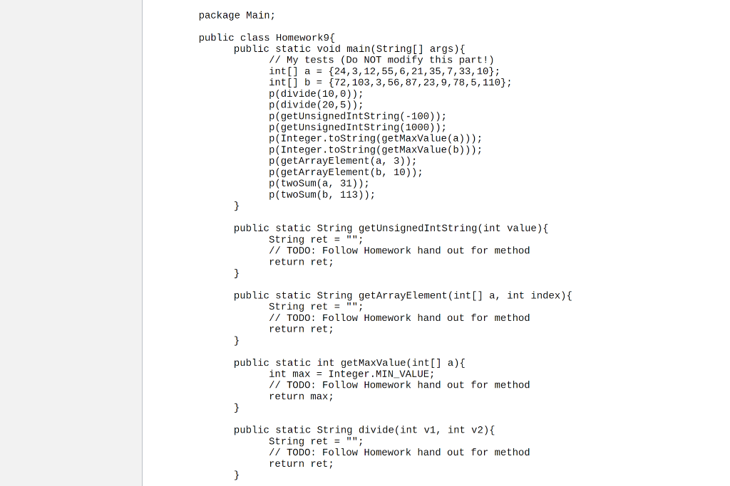 Solved • Use the file "Homework9.java.cl" . Create a new | Chegg.com