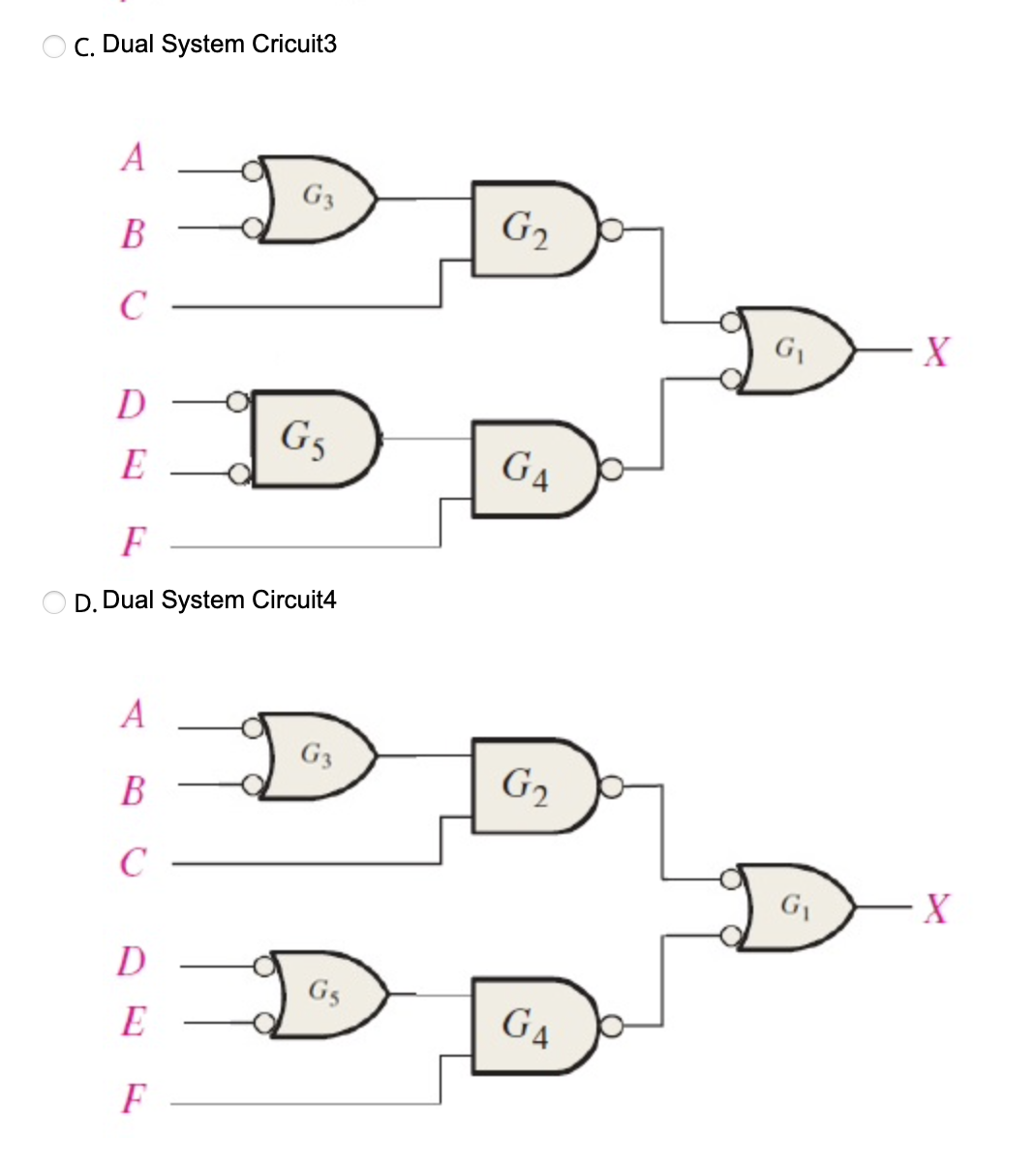 Which of the following logic gate circuits is the | Chegg.com