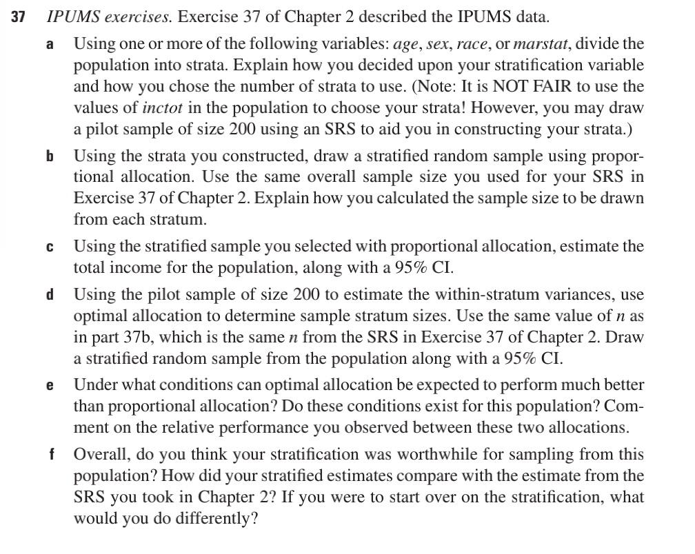 37 a IPUMS exercises. Exercise 37 of Chapter 2 | Chegg.com