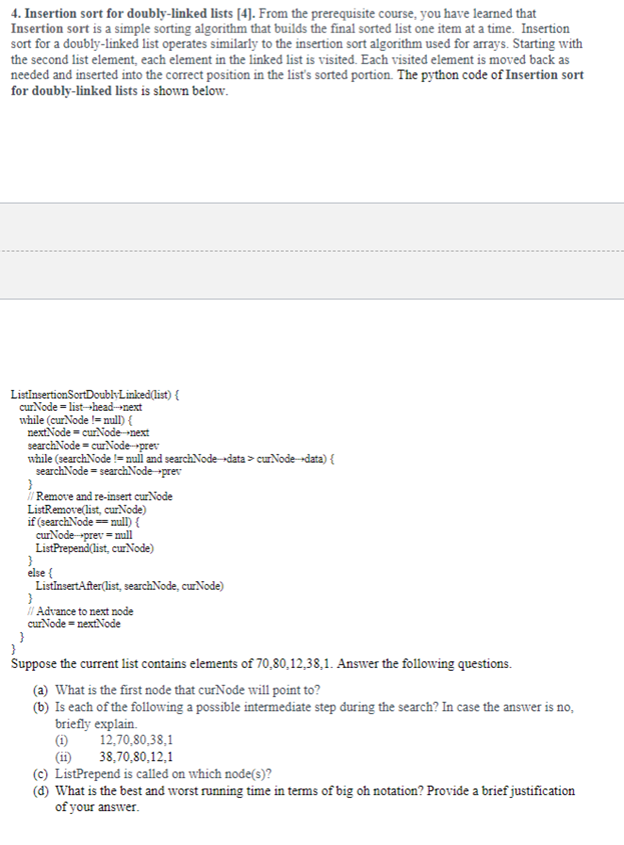 solved-4-insertion-sort-for-doubly-linked-lists-4-from-chegg