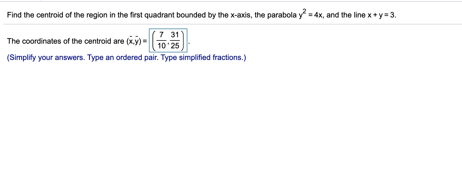 Find The Centroid Of The Region In The First Quadrant Chegg Com