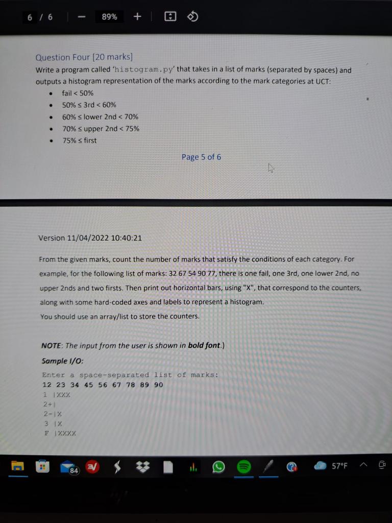 Solved 6 / 6 - 89% + Question Four [20 marks] Write a | Chegg.com
