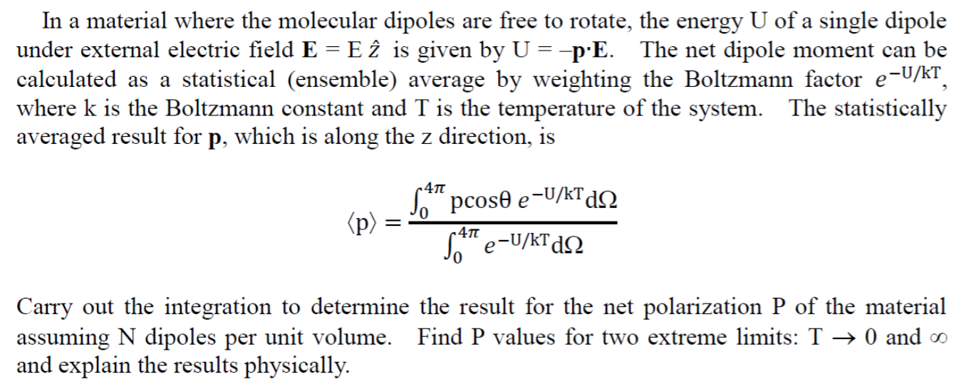 Solved In a material where the molecular dipoles are free to | Chegg.com