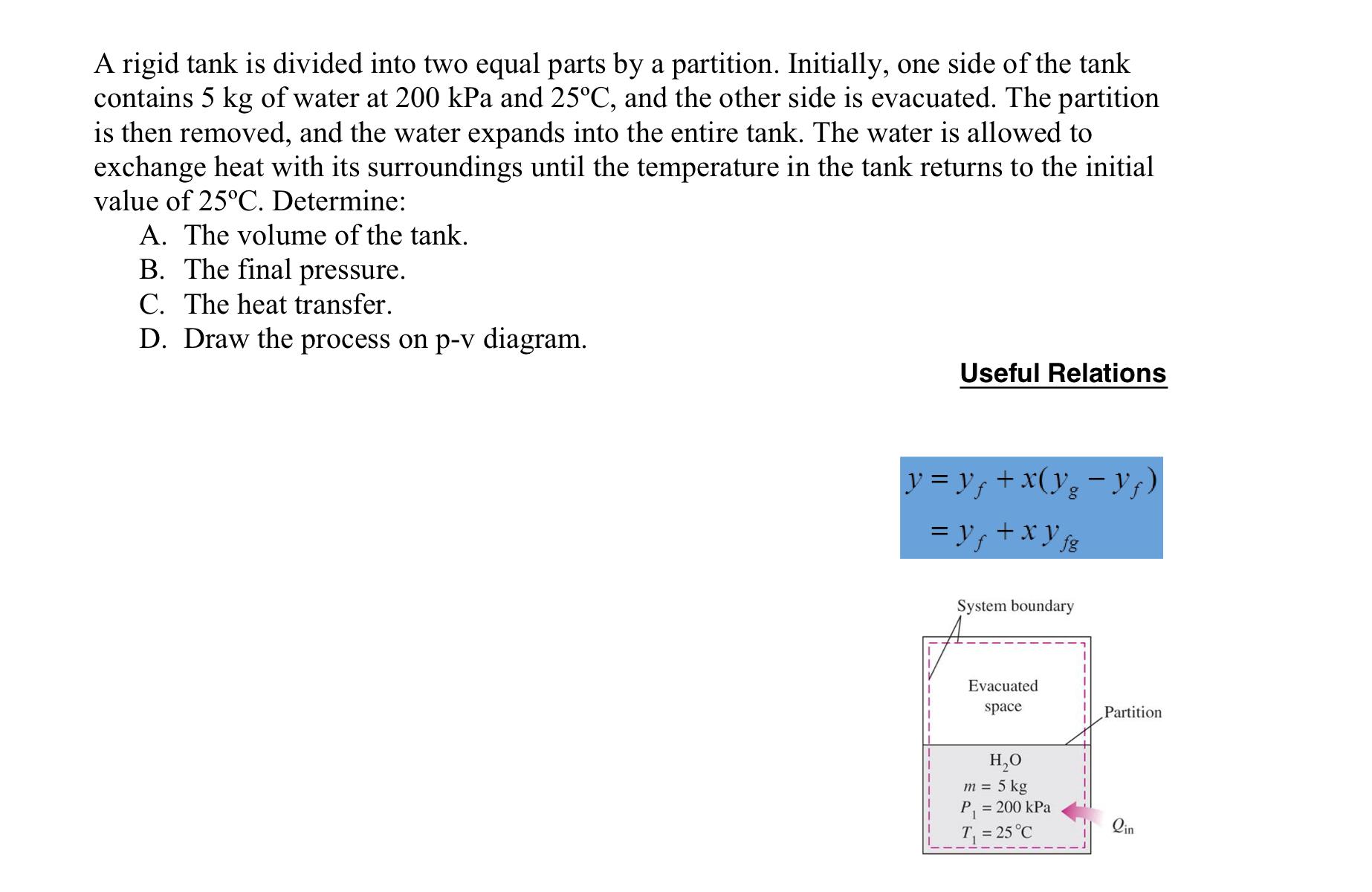 Solved A Rigid Tank Is Divided Into Two Equal Parts By A | Chegg.com