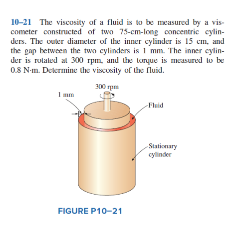 Solved 10-21 The viscosity of a fluid is to be measured by a | Chegg.com