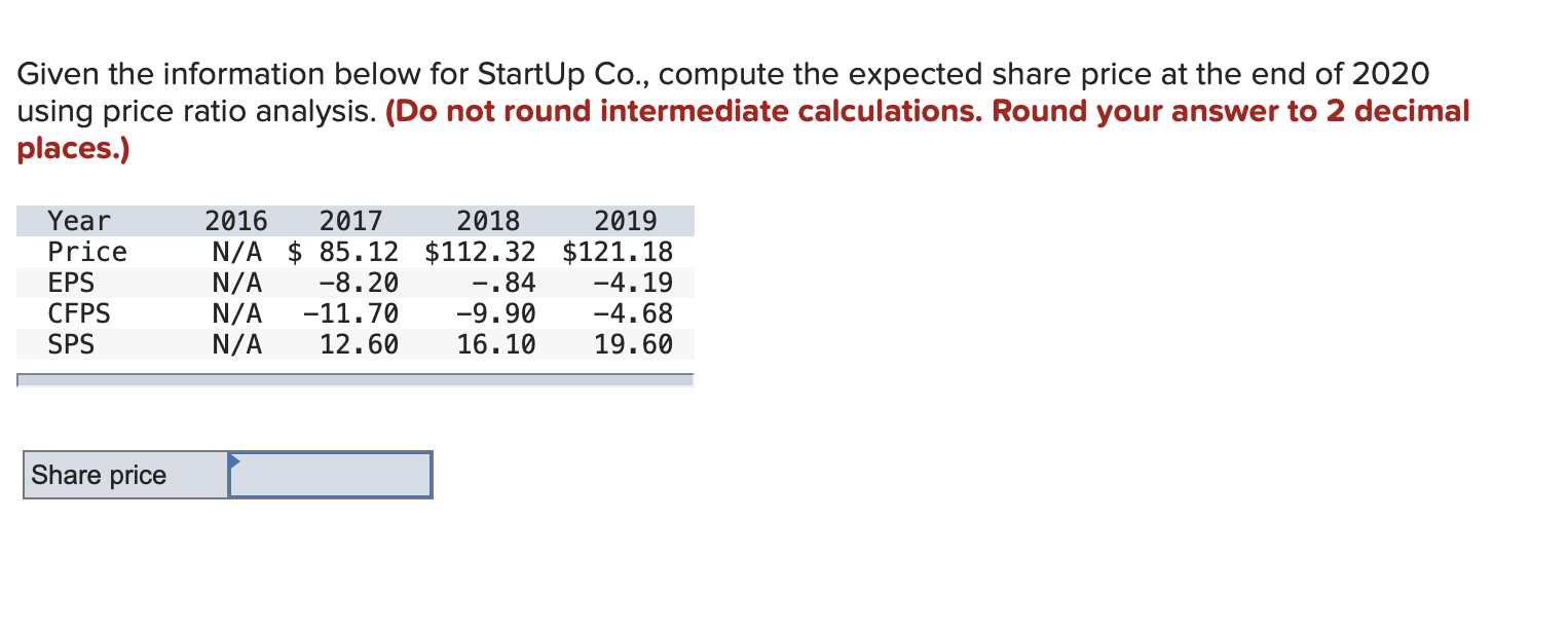 Solved Given the information below for StartUp Co., compute | Chegg.com