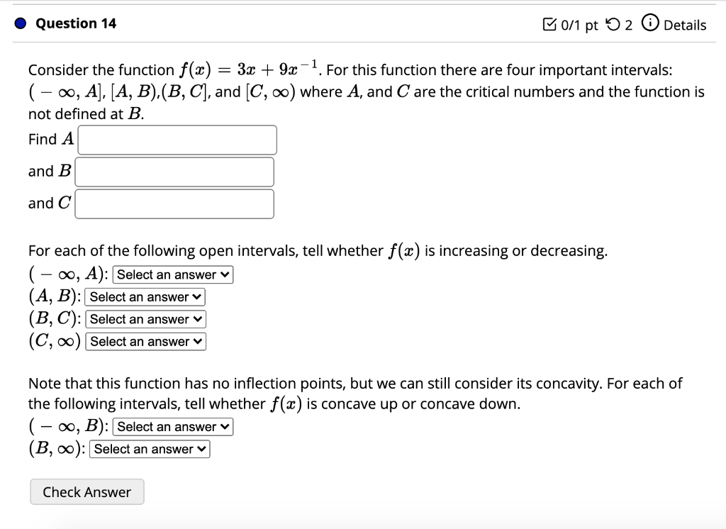Solved Question 14 50/1 pt © 2 Details Consider the function | Chegg.com