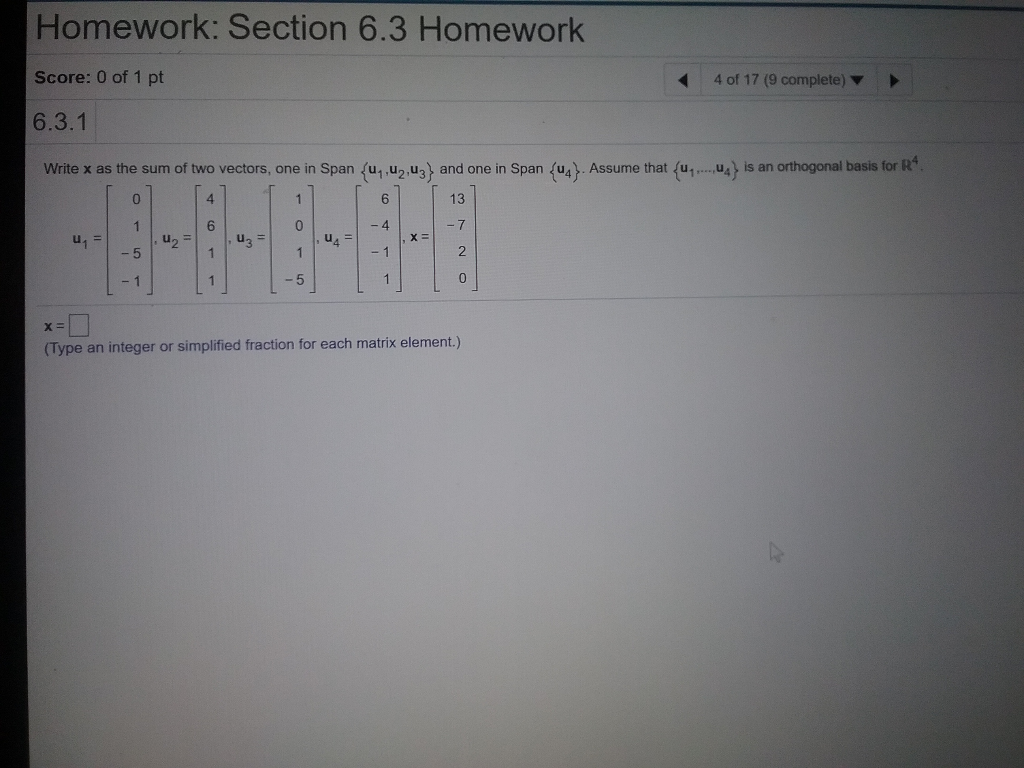 Solved Homework: Section 6.3 Homework Score: 0 of 1 pt 4 of | Chegg.com