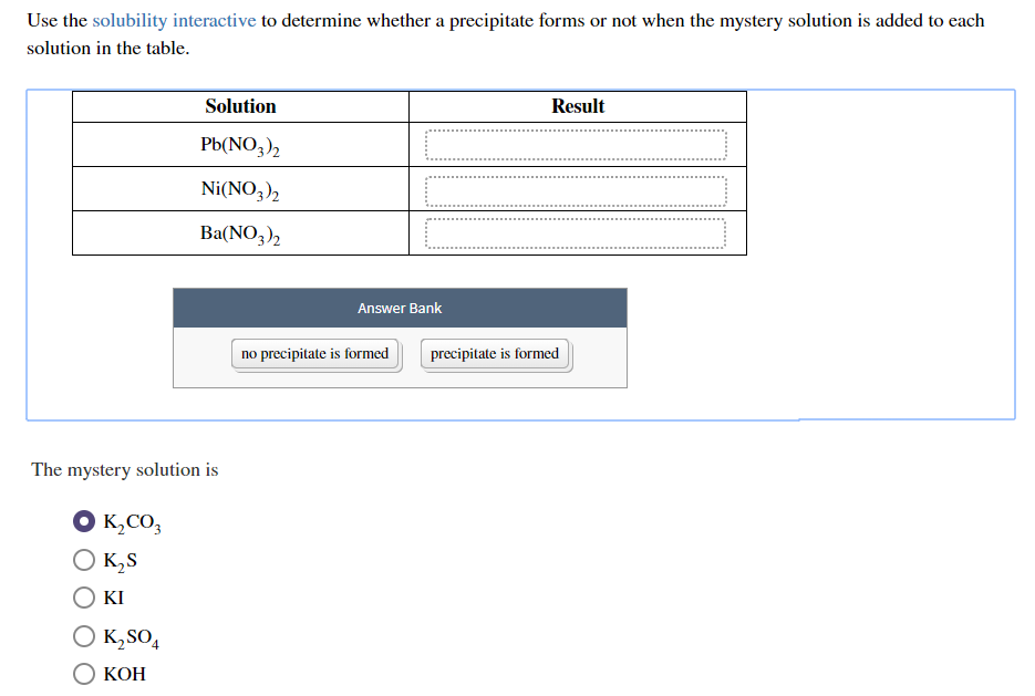 Use The Solubility Interactive To Determine Whethe Chegg Com