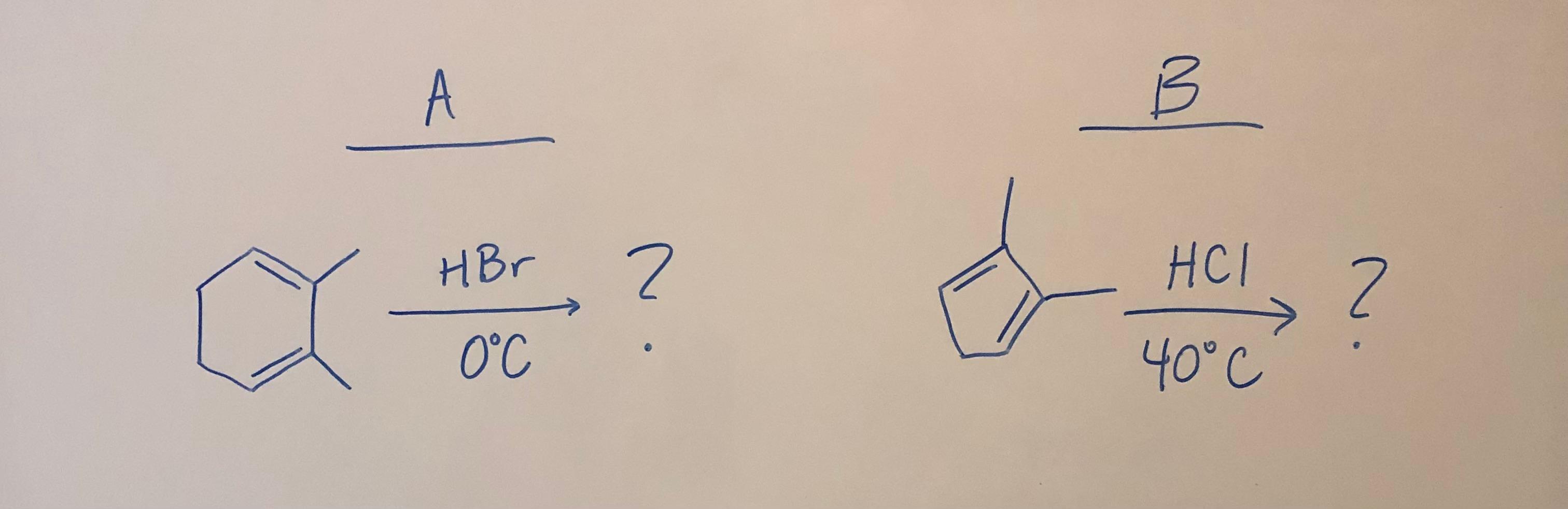 Solved A HBr 0°C 2 B HCI 40°C 2 | Chegg.com