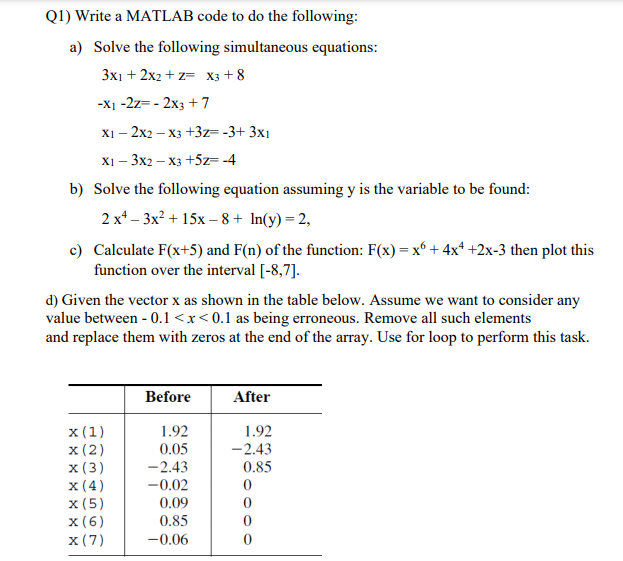 Solved how do i start to write this code in math lab.