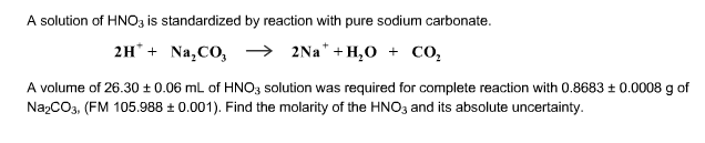 Solved A solution of HNO3 is standardized by reaction with | Chegg.com