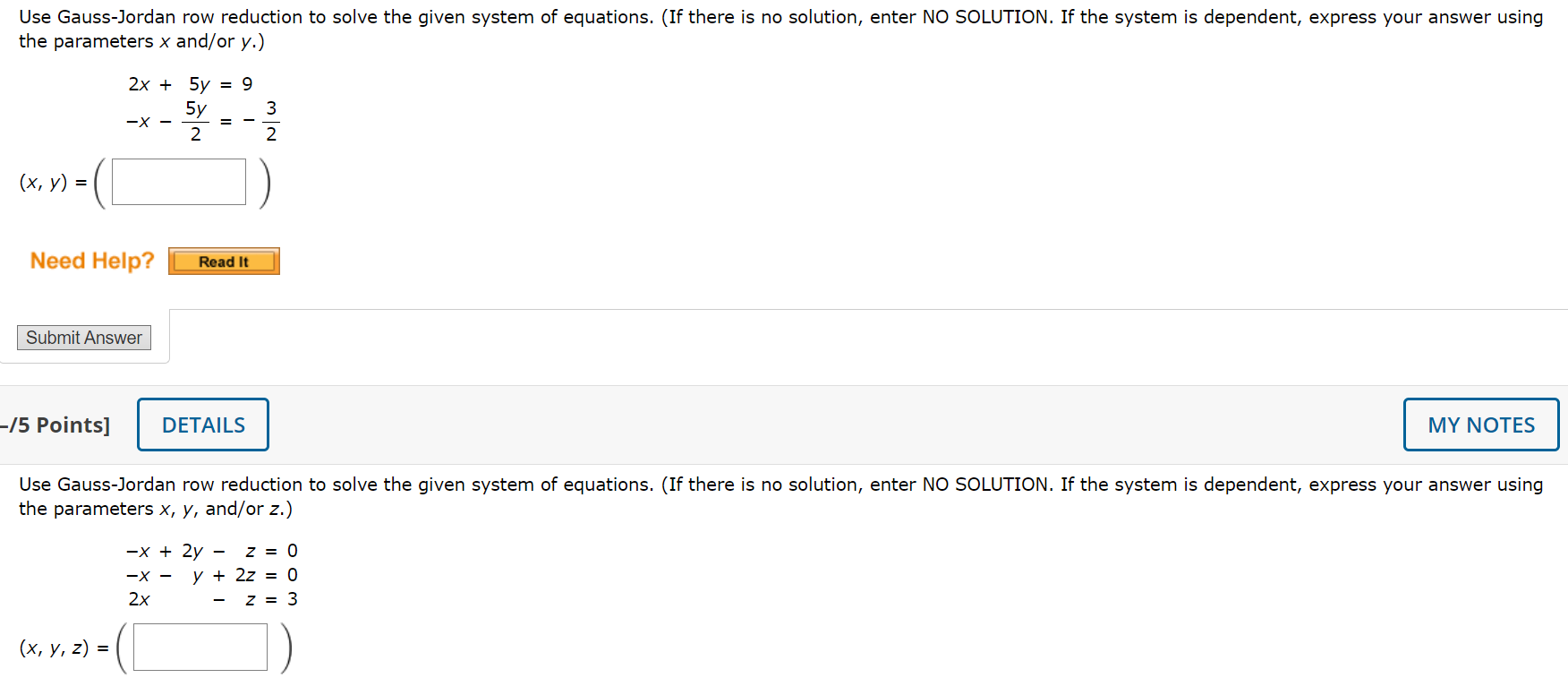 Solved Use Gauss Jordan row reduction to solve the given Chegg