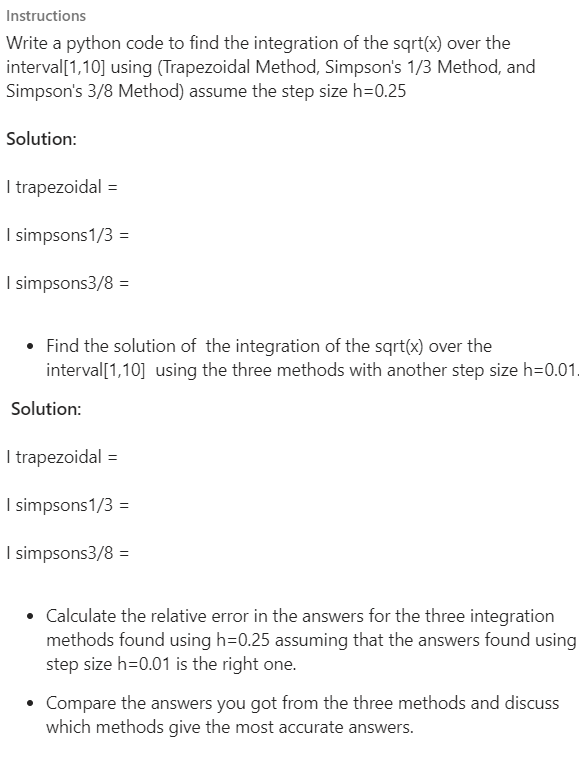 Solved Instructions Write a python code to find the | Chegg.com