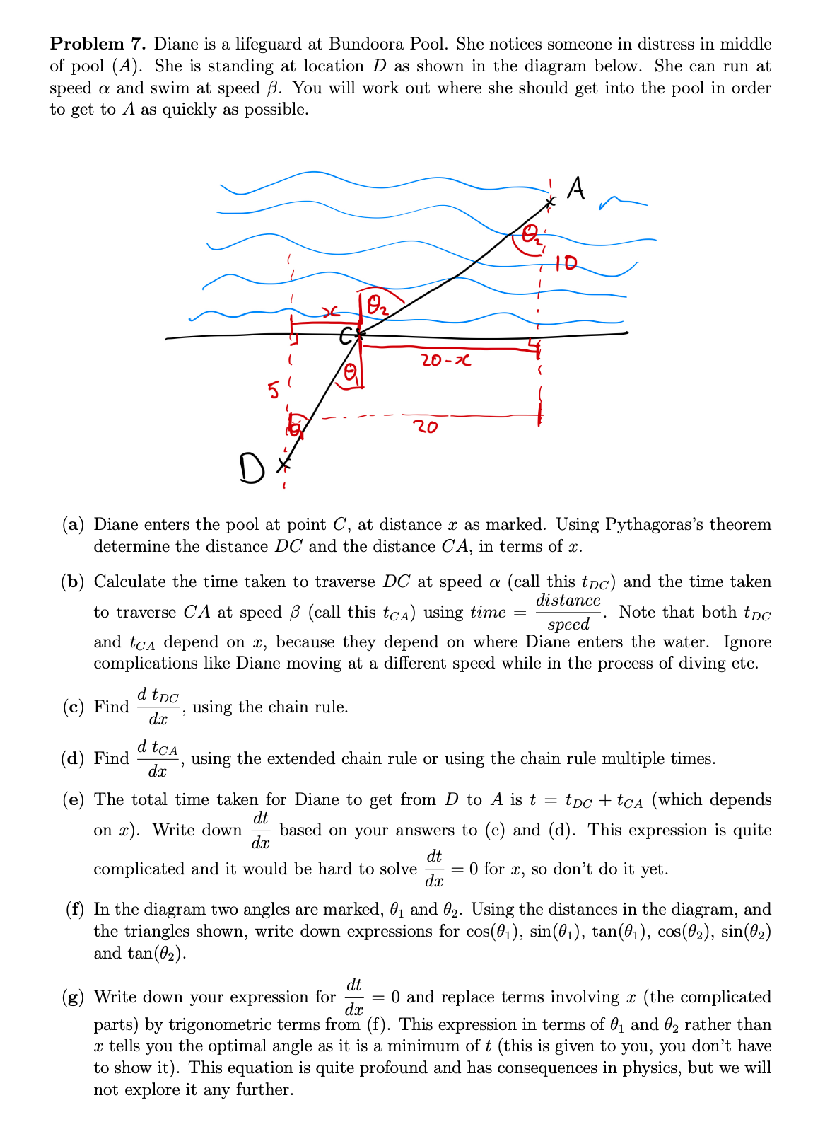 Solved Problem 7. Diane is a lifeguard at Bundoora Pool. She | Chegg.com