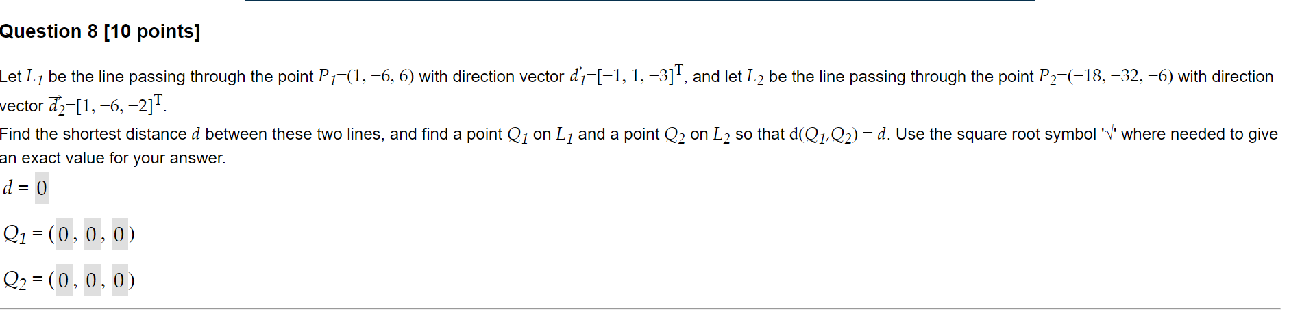 Solved Let L1 Be The Line Passing Through The Point P1=(1, | Chegg.com