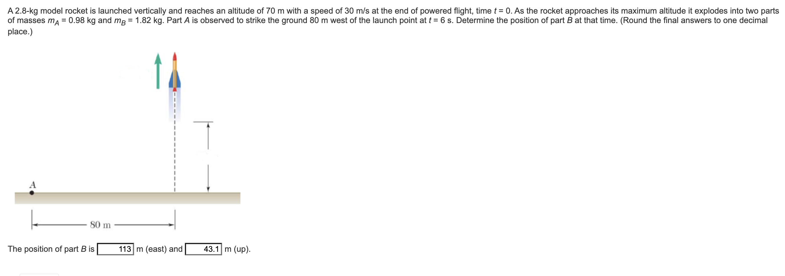 Solved A 2.8kg model rocket is launched vertically and