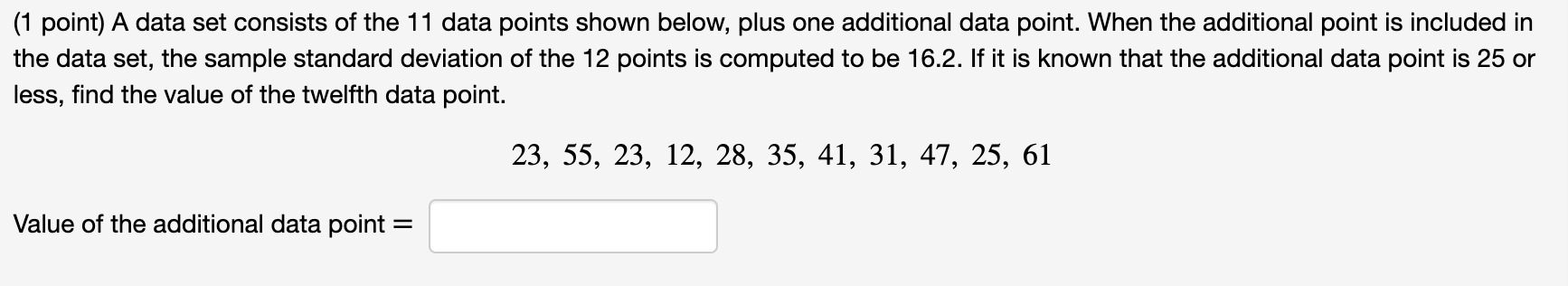 Solved (1 point) A data set consists of the 11 data points | Chegg.com