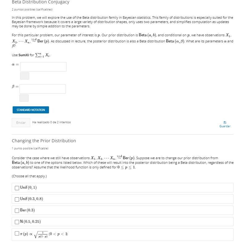 Solved Beta Distribution Conjugacy 2 puntos posibles