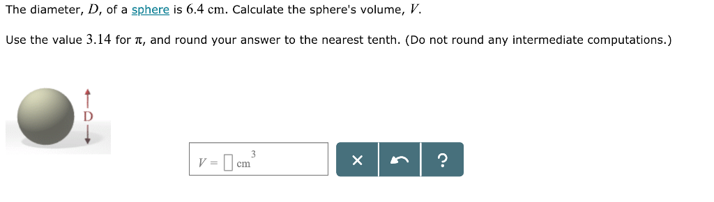 find the volume of a sphere with diameter 6 cm