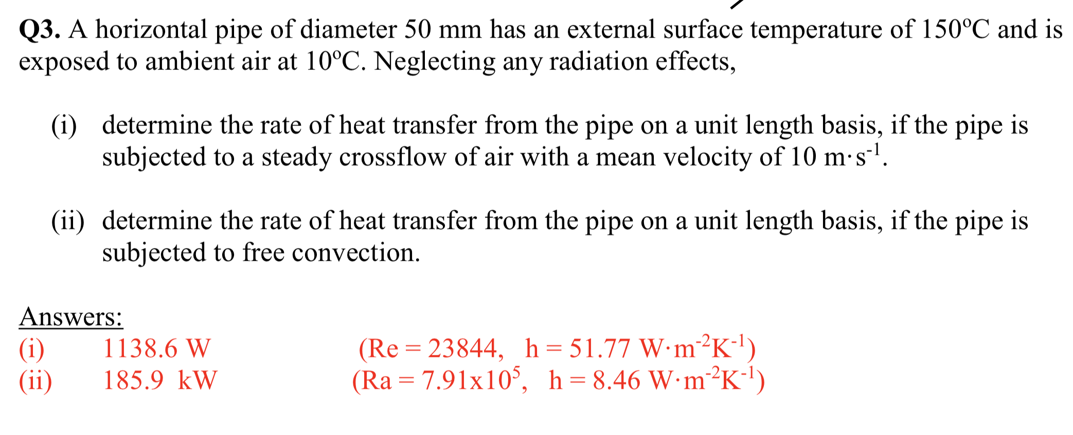 Solved Q3. A horizontal pipe of diameter 50 mm has an | Chegg.com