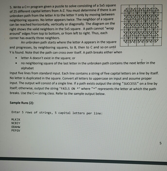 Solved 5. Write a C++ program given a puzzle to solve | Chegg.com