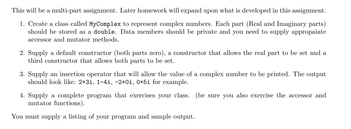 Solved This will be a multi-part assignment. Later homework | Chegg.com