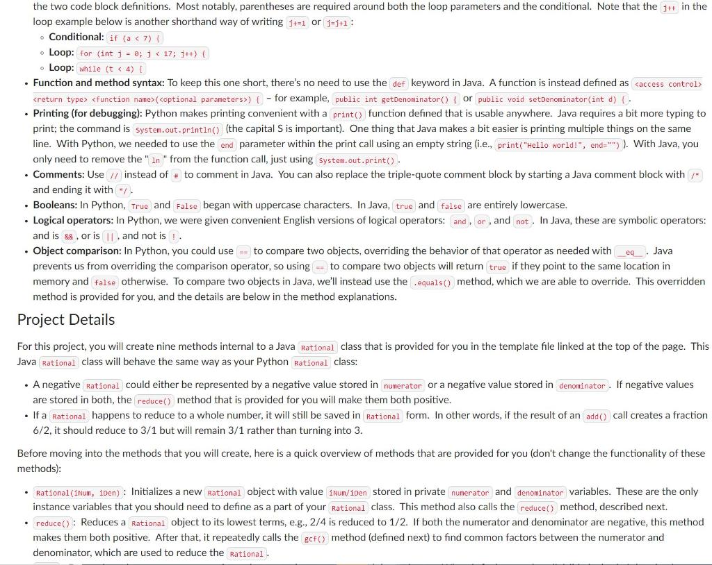 Project 8: Java Rationals Due Monday by 11:59pm | Chegg.com