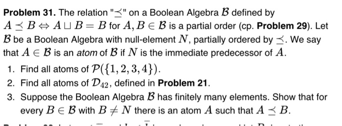 The Relation "prcue" On A Boolean Algebra B Defined | Chegg.com