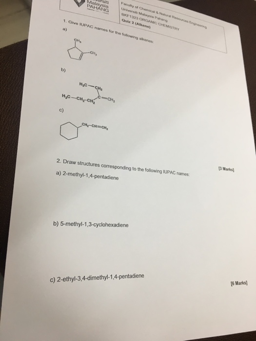 Solved Give IUPAC names for the following alkenes: Draw | Chegg.com