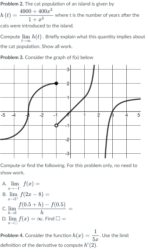 Solved Problem 2. The cat population of an island is given | Chegg.com