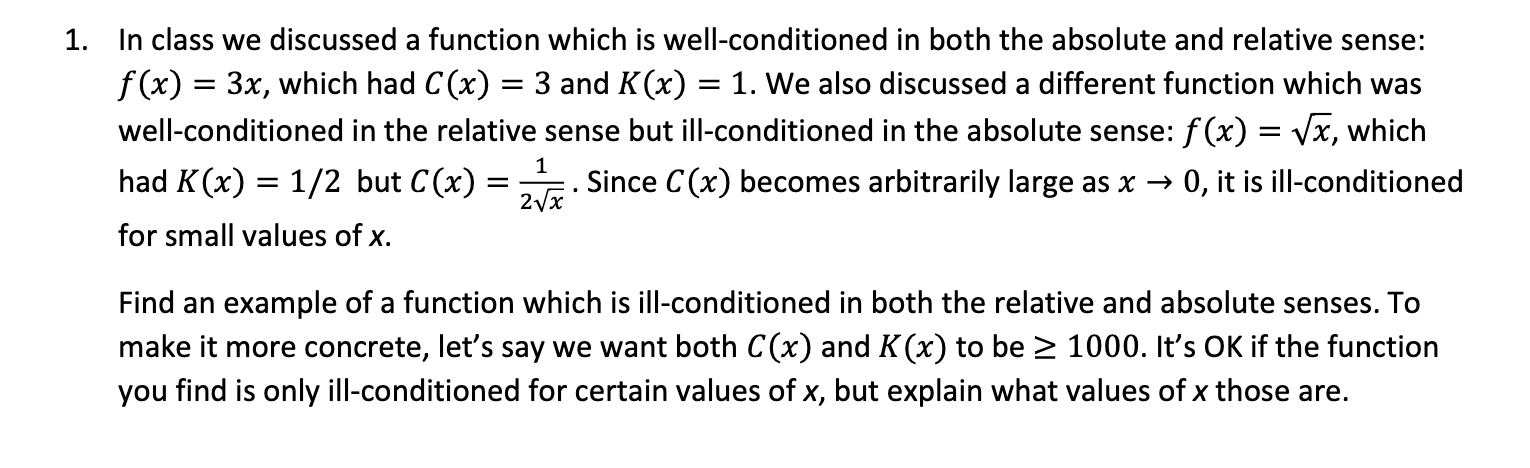 Solved In class we discussed a function which is | Chegg.com