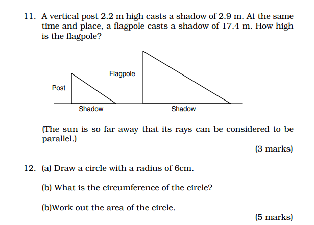 Solved 11. A vertical post 2.2 m high casts a shadow of 2.9 | Chegg.com