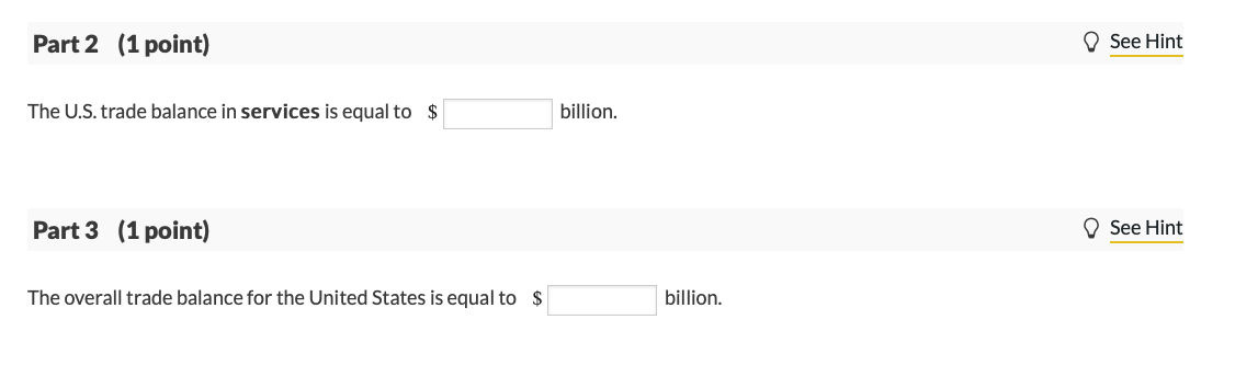 Solved Part 1 (1 point) See Hint The table below provides | Chegg.com