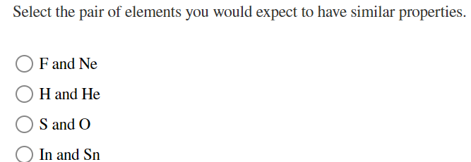 Solved Select the pair of elements you would expect to have | Chegg.com