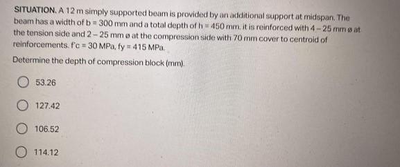 Solved SITUATION. A 12 m simply supported beam is provided | Chegg.com