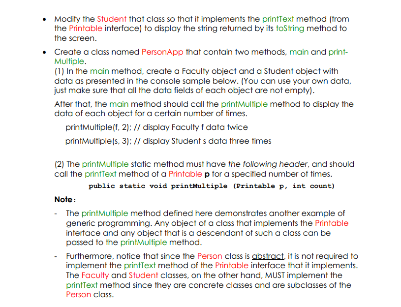 Solved Faculty and Student data with abstract class and | Chegg.com