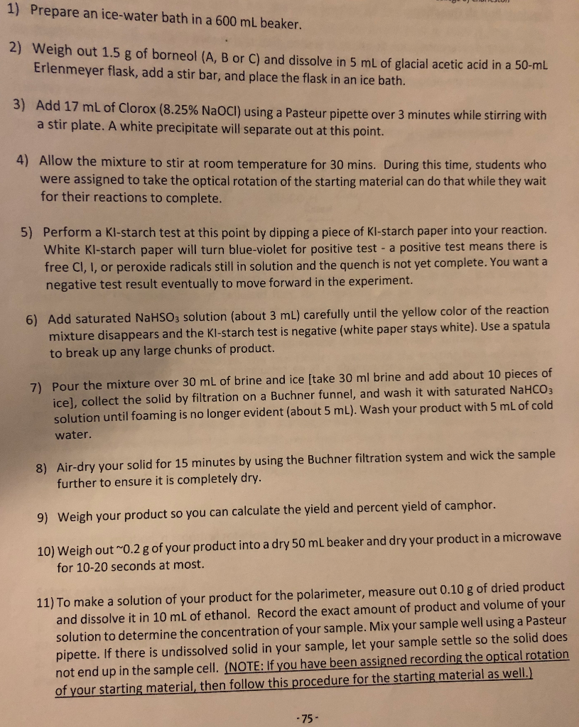 Solved 1) Prepare an icewater bath in a 600 ml beaker. 2)