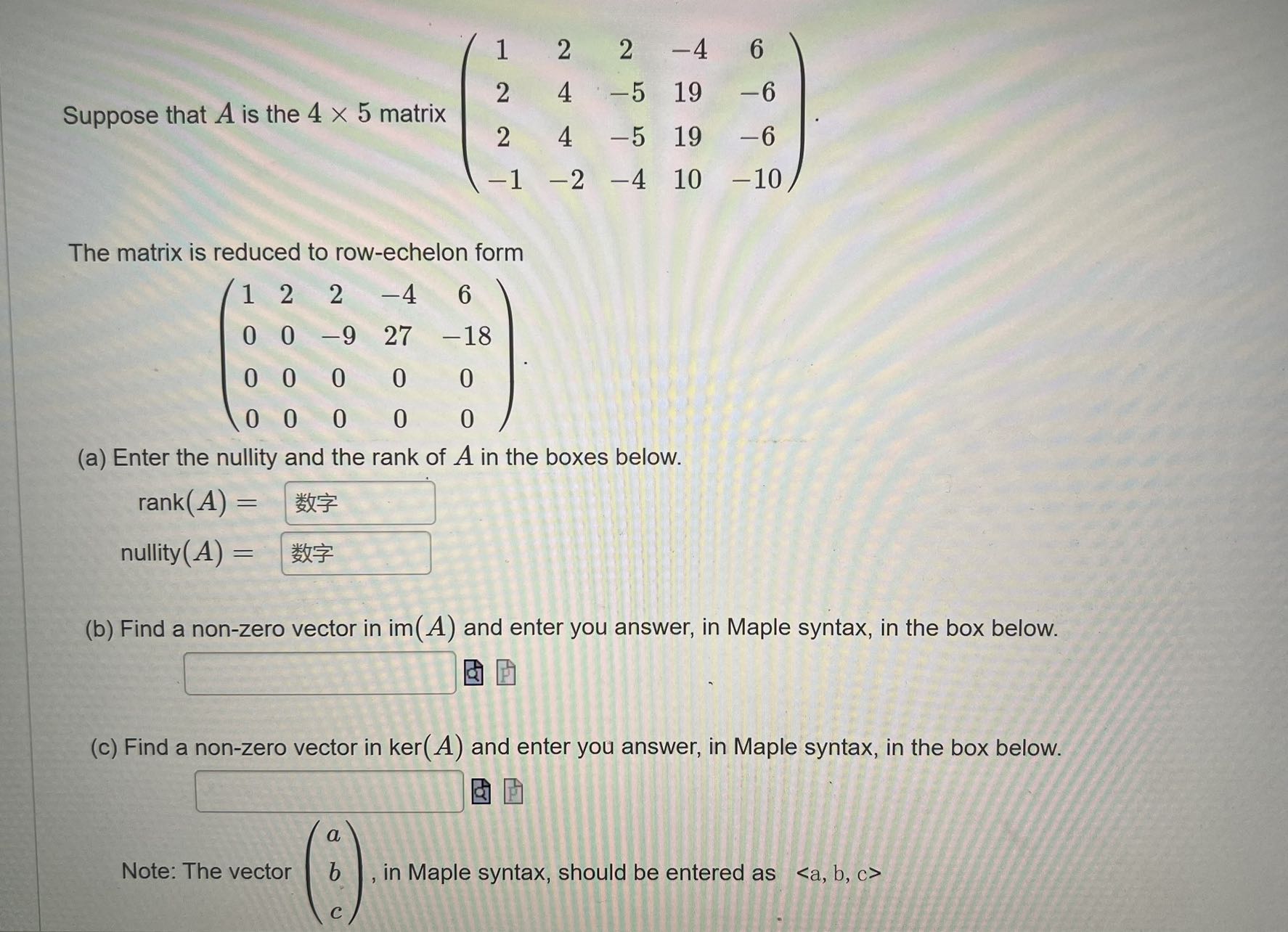 Solved Suppose that A is the 4×5 matrix | Chegg.com