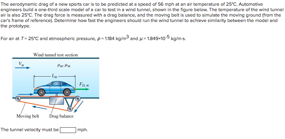 Solved The aerodynamic drag of a new sports car is to be | Chegg.com