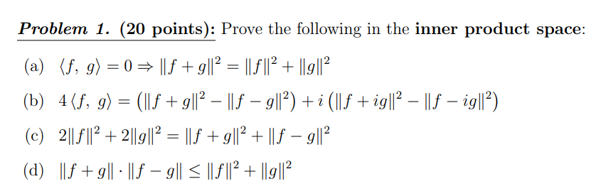 Solved = Problem 1. (20 points): Prove the following in the | Chegg.com