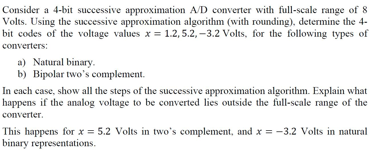 Solved Consider a 4bit successive approximation A/D