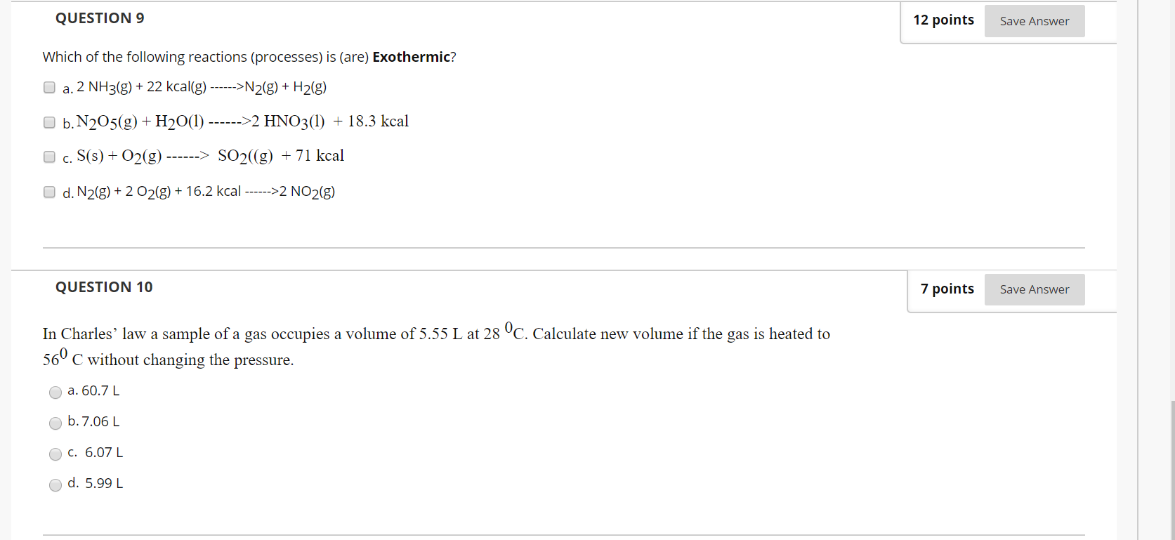 Solved QUESTION 7 7 points Save Answer When 2.50 g of Cao is | Chegg.com