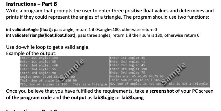 Solved Instructions - Part B Write a program that prompts | Chegg.com