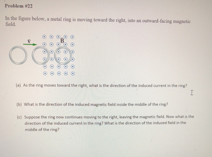 Solved Problem #22 In the figure below, a metal ring is | Chegg.com