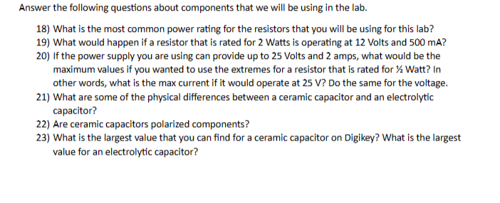 Solved Answer the following questions about components that | Chegg.com